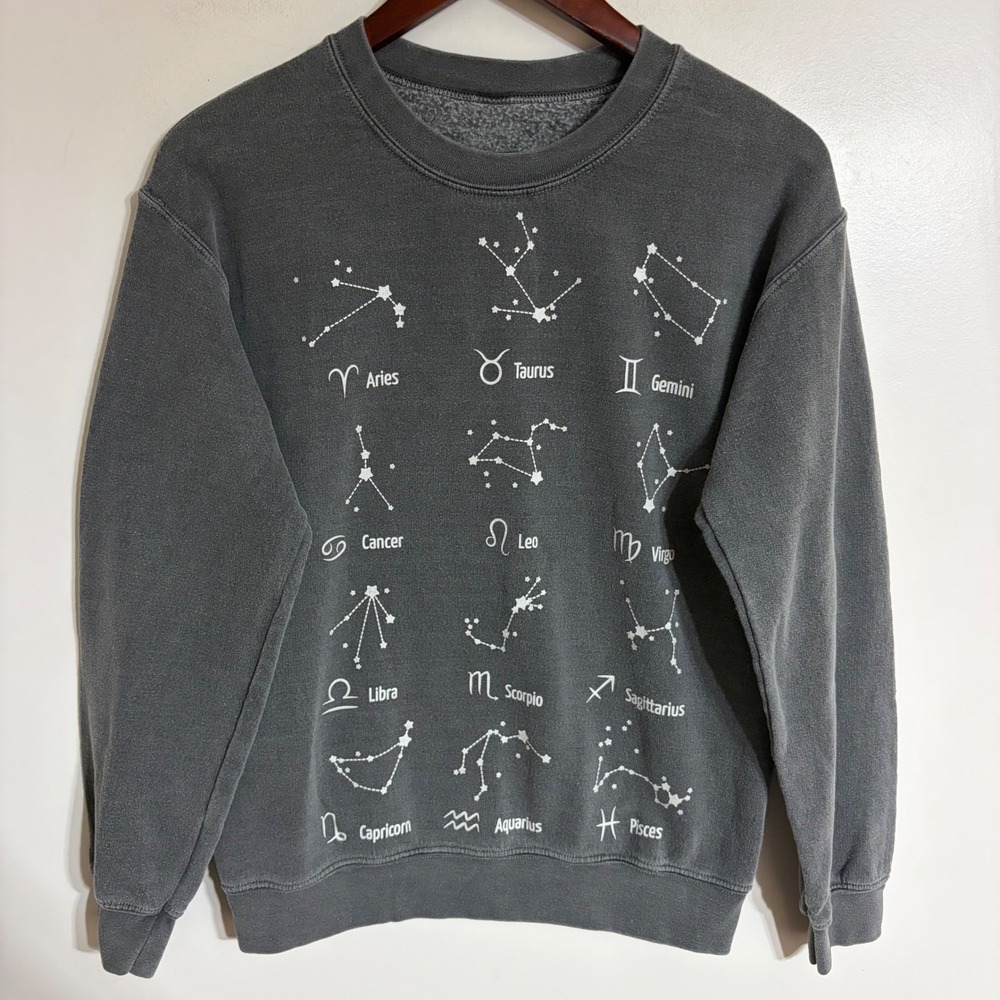 PS‎ / LA Zodiac Signs Constellations Crewneck Sweatshirt Gray Small Celestial